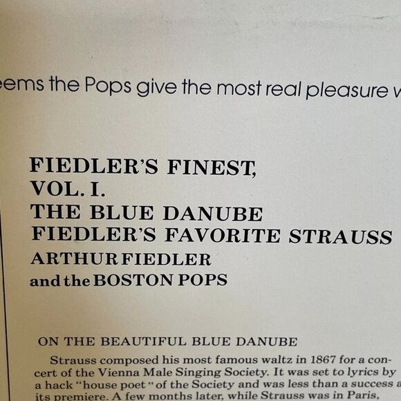 Fiedler's Finest, Vol. 1 The Blue Danube (Vinyl, 1977) Quintessence PMC 7015 VG+ - Picture 4 of 8